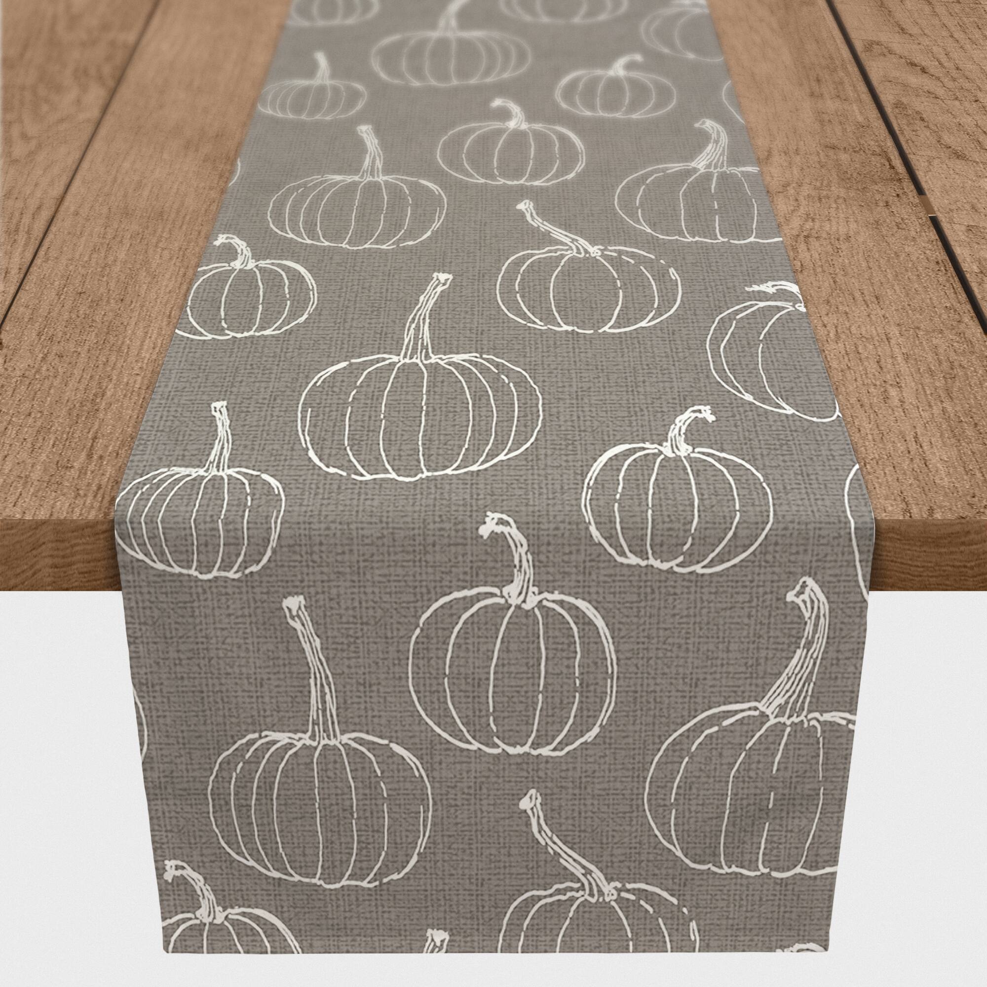 72'' Gray Pumpkin Pattern Cotton Twill Runner